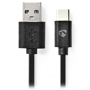 NEDIS kabel USB 2.0/ zástrčka USB-C - zástrčka USB-A/ 15W/ černý/ box/ 2m