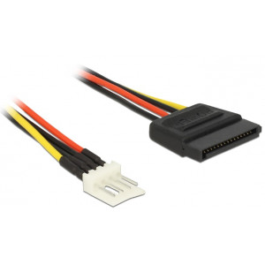 Delock napájecí kabel SATA 15 pin samec > 4 pin floppy samec 24 cm