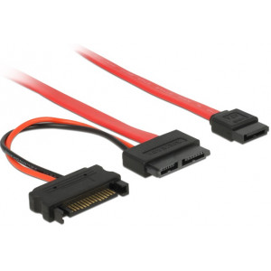 Delock kabel Slim SATA samice > SATA 7 pin + SATA 15 pin 5 V 30 cm 