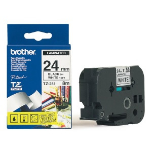 Brother - TZe-251, bílá / černá (24mm, laminovaná)