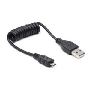 GEMBIRD Kabel USB A Male/Micro B Male 2.0, 60cm, Black, kroucený