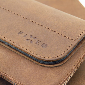 Horizontální kožené pouzdro FIXED Posh se zavíráním, velikost 6XL, hnědé