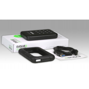 EVOLVEO 2.5" Encrypt 1, externí rámeček na HDD, USB 3.0, celohliníkový, antivibrační silikonový kryt
