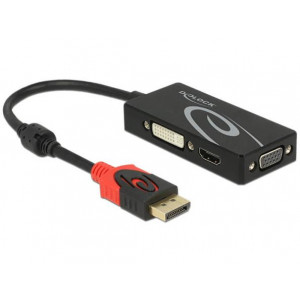 Delock Adaptér Displayport 1.2 samec > VGA / HDMI / DVI samice 4K pasivní černý