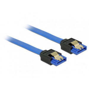 Delock Cable SATA 6 Gb/s receptacle straight > SATA receptacle straight 30 cm blue with gold clips 