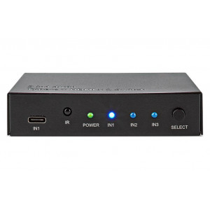 NEDIS HDMI přepínač/ 1x USB-C/ 2x HDMI vstup/ 1x HDMI výstup/ 4K@60Hz/ 18.0 Gbps/ kov/ antracit
