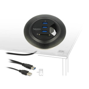 Delock Stolní Hub USB 3.0 3-portový + čtečka SD karet s 2 sloty