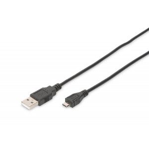 Digitus USB 2.0 connection cable, type  A - micro B M/M, 1.8m, USB 2.0 compatible, bl