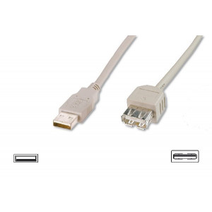 Digitus USB kabel prodlužovací A-A, 2xstíněný, měď, 1,8m, šedý