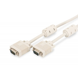 Digitus Připojovací kabel monitoru VGA, HD15 M/M, 3 m, 3Coax/7C, 2xferit, be