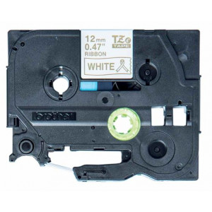 Brother - TZe-R234 bílá / zlatá (12mm, 4m, pruhovaná)