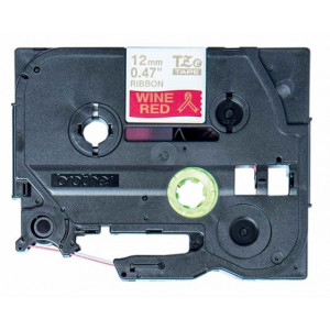 Brother - TZe-RW34 vínově červená / zlatá (12mm, 4m, pruhovaná)