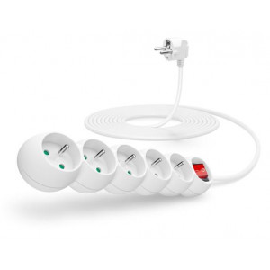 CONNECT IT prodlužovací kabel 230 V, 5 zásuvek, 5 m, s vypínačem (bílý)