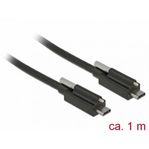 Delock Kabel SuperSpeed USB 10 Gbps (USB 3.1 Gen 2) USB Type-C™ samec > USB Type-C™ samec se šroubem nahoře 1 m černý