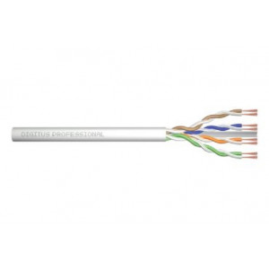 DIGITUS Propojovací kabel CAT 6 U-UTP, surová délka 100 m, papírová krabička, AWG 26/7, LSZH, simplex, barva šedá