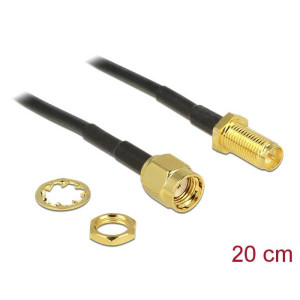 Delock anténí kabel RP-SMA Plug > RP-SMA Jack Bulkhead 200 mm
