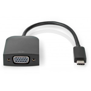 NEDIS kabelový adaptér USB 3.2 Gen 1/ USB-C zástrčka - VGA (D-SUB) zásuvka/ kulatý/ černý/ 20cm