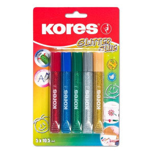 Lepidlo s glitry Kores, 5 barev x 10,5 ml