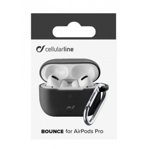 Ochranný kryt s karabinou Cellularline Bounce pro Apple AirPods Pro, černý