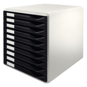 Zásuvkový box Leitz, 10 zásuvek, černý/šedý