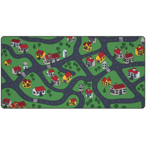 Krux podložka na stůl Space City MAX / 60x120 cm / voděodolná / design dětské město