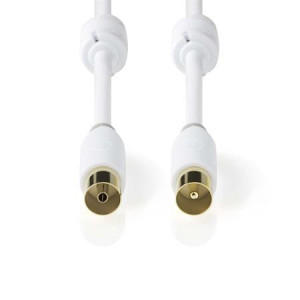 Nedis CSBW40015WT50 - Koaxiální Kabel 100 dB | IEC (Koaxiální) Zástrčka - IEC (Koaxiální) Zásuvka | 5 m | Bílá barva