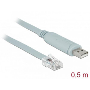Delock Adapter USB 2.0 Type-A male > 1 x Serial RS-232 RJ45 male 0.5 m grey