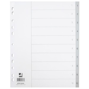 Plast.rozlišovače Q-Connect - A4+, šedé, sada 1-10