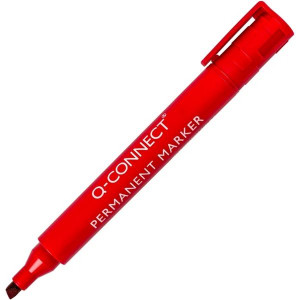 Permanentní popisovač Q-Connect, zkosený, červený