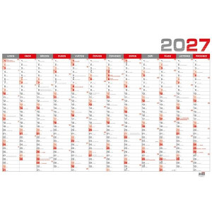Nástěnný roční kalendář 2027 - B1, červený