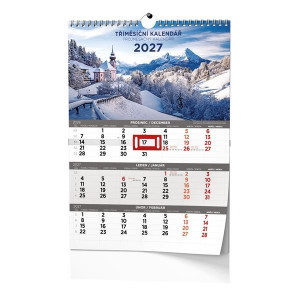 Nástěnný tříměsíční kalendář 2027, obrázkový