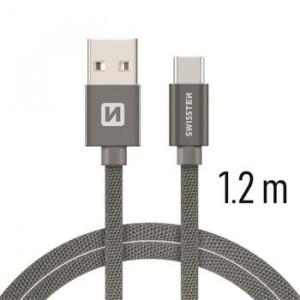 SWISSTEN DATA CABLE USB / USB-C TEXTILE 1,2M GREY