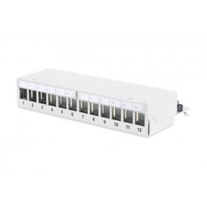 DIGITUS Modular Desktop Patch Panel, stíněný 12 portů, světle šedá