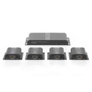 Digitus Sada HDMI Extender Rozbočovač, 1x4, 40 m, 1080p přes síťový kabel (CAT6 / 6a / 7), 1x výstup HDMI Loop out