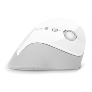 CONNECT IT FOR HEALTH ergonomická vertikální myš, (+ 1x AA baterie zdarma), bezdrátová, BÍLÁ