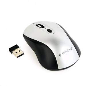 Gembird Myš MUSW-4B-02-BS, černo-stříbrná, bezdrátová, USB nano receiver