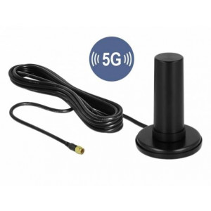 Delock 5G LTE Anténa SMA samec 0 - 3 dBi všesměrová pevná s magnetickou základnou a připojovací kabel RF195 3 m venkovní