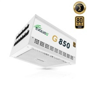 EVOLVEO G850, zdroj 850W, 80+ GOLD, ATX 3.1, aPFC, 140 mm ventilátor, plně modulární, záruka 3 roky, bílý
