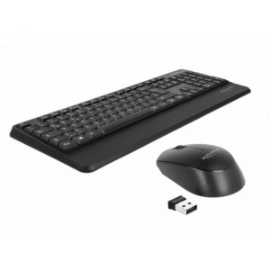 Delock Sada USB klávesnice a myši, 2,4 GHz, bezdrátová, černá (s podložkou pro zápěstí) 