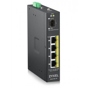 Zyxel RGS100-5P, 5  Port unmanaged PoE Switch, 120 Watt PoE, DIN Rail, IP30, 12-58V DC