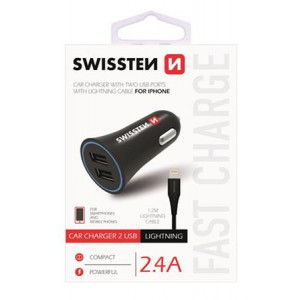 SWISSTEN CL ADAPTÉR 2,4A POWER 2x USB + KABEL LIGHTNING