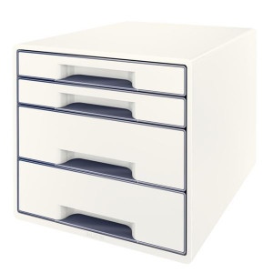 Zásuvkový box Leitz WOW, 4 zásuvky, bílý/šedý