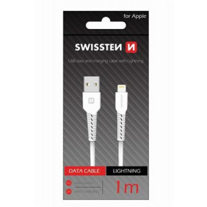 SWISSTEN DATOVÝ KABEL USB / LIGHTNING 1,0 M BÍLÝ