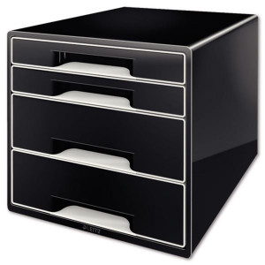 Zásuvkový box Leitz B&W, 4 zásuvky, černá/šedá