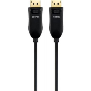 PremiumCord Optický DisplayPort 1.3/1.4 přípojný kabel M/M, zlacené konekt. 15m