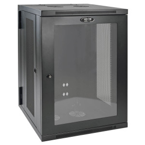 Skříň SmartRack 18U, Š=600mm, Hl=550mm, hloubka pro přepínače, prosklené dveře, montáž na stěnu