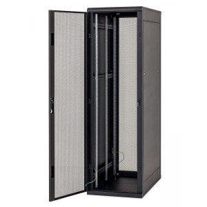 Stojanový rozvaděč 19" 42U (š)800x(h)1000, přední a zadní dveře 80% síto, RAL9005 černý