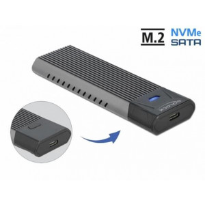 Delock Externí kombinované pouzdro USB Type-C™ pro M.2 NVMe PCIe nebo pro SATA SSD - beznástrojové