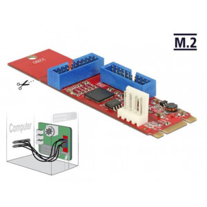 Delock Převodník M.2 Key B+M samec > 2 x USB 3.0 Pin konektor