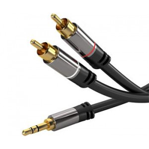 PremiumCord HQ stínený kabel stereo Jack 3.5mm-2xCINCH M/M 3m